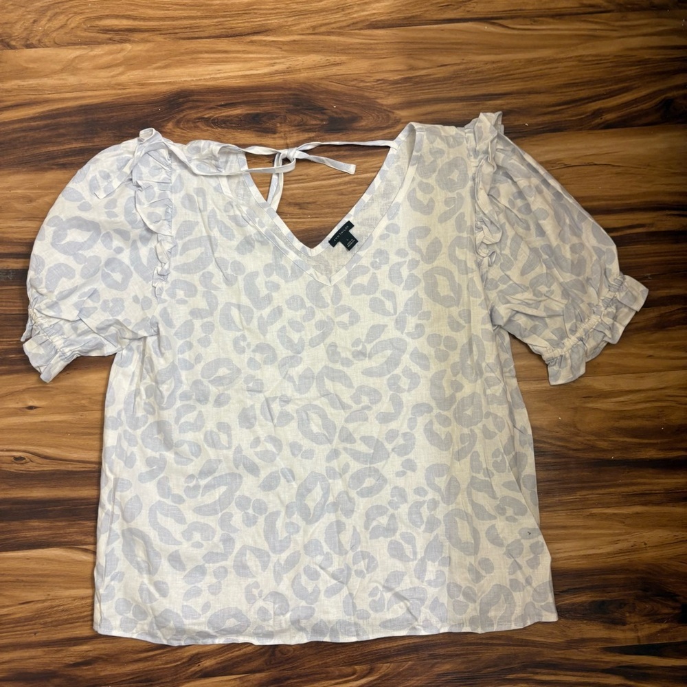 Ann Taylor Cream Animal Print Blouse